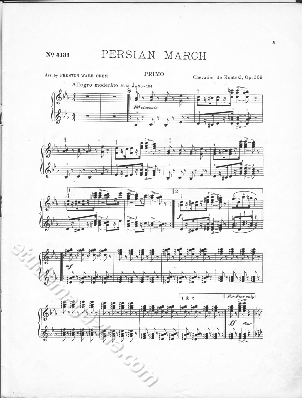 Persian March (Primo). Chevalier de Kontski, Op. 369