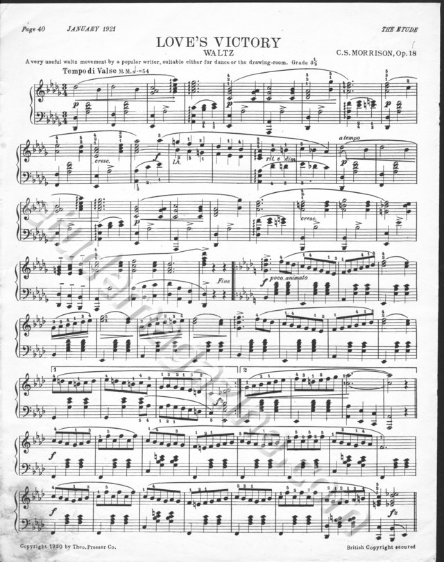 Love's Victory (Waltz), Op. 18. C. S. Morrison