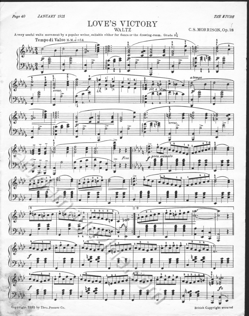 Love's Victory (Waltz), Op. 18. C. S. Morrison