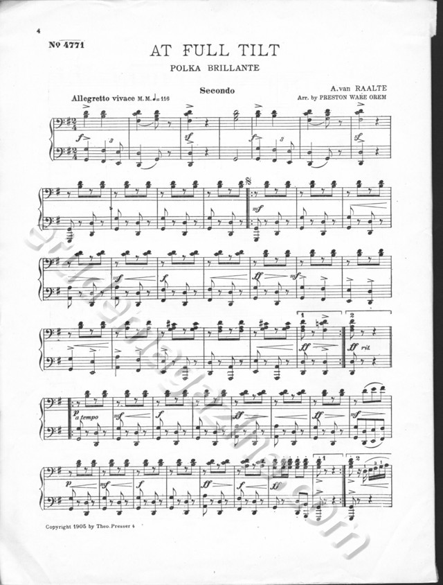 At Full Tilt. Polka Brillante. A van Raalte, Arr. by Preston Ware Orem