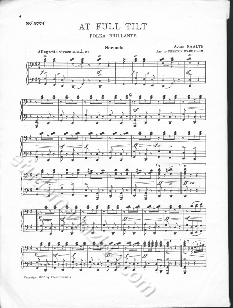 At Full Tilt. Polka Brillante. A van Raalte, Arr. by Preston Ware Orem