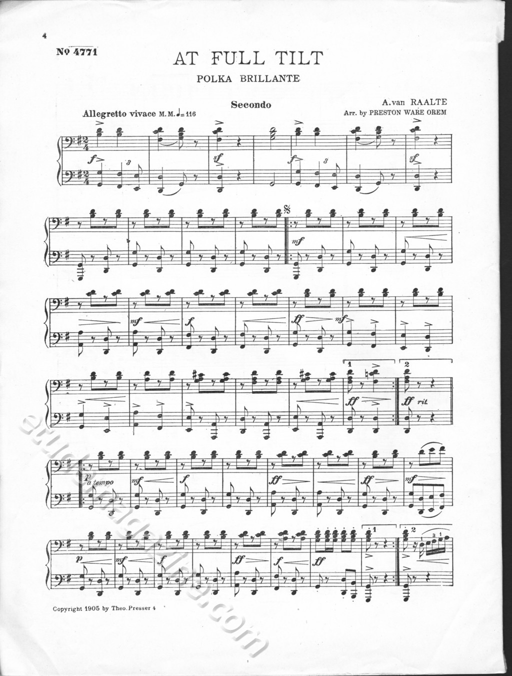 At Full Tilt. Polka Brillante. A van Raalte, Arr. by Preston Ware Orem