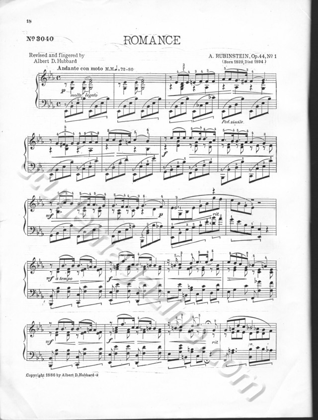 Romance. A. Rubinstein, Op. 44, No. 1