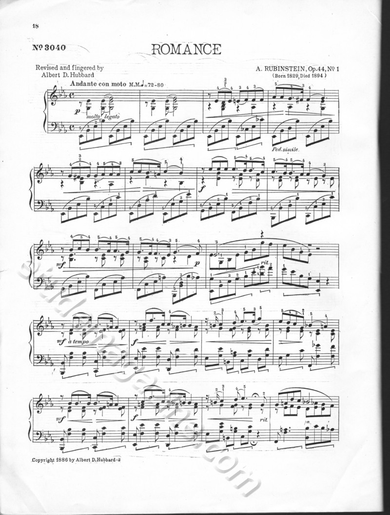 Romance. A. Rubinstein, Op. 44, No. 1