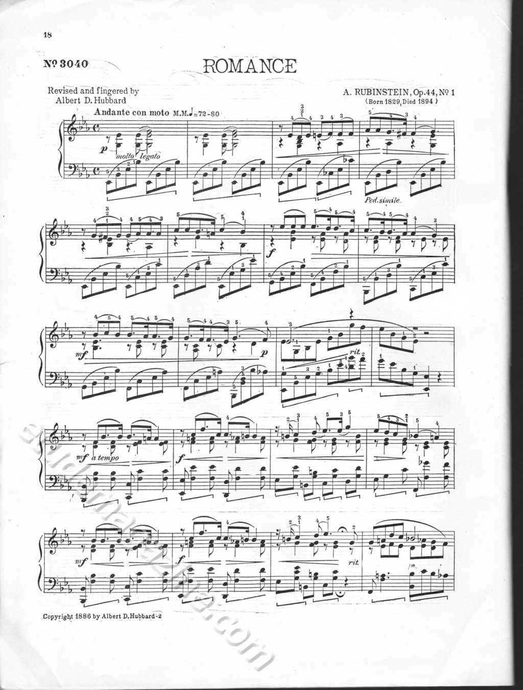 Romance. A. Rubinstein, Op. 44, No. 1