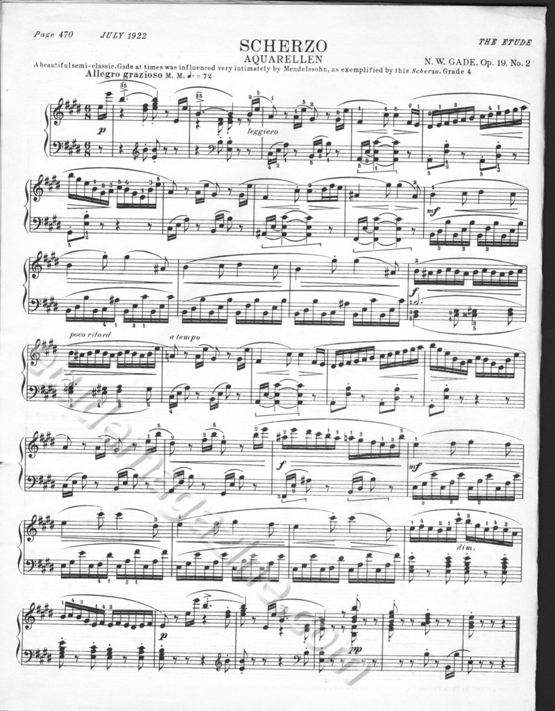 Scherzo (Aquarellen). N. W. Gade, Op. 19, No. 2.