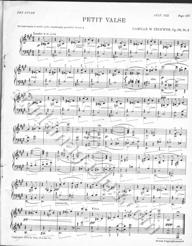 Petit Valse. Camille W. Zeckwer, Op. 96, No. 2