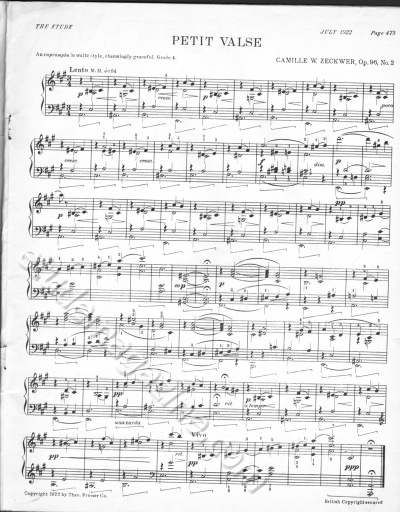 Petit Valse. Camille W. Zeckwer, Op. 96, No. 2