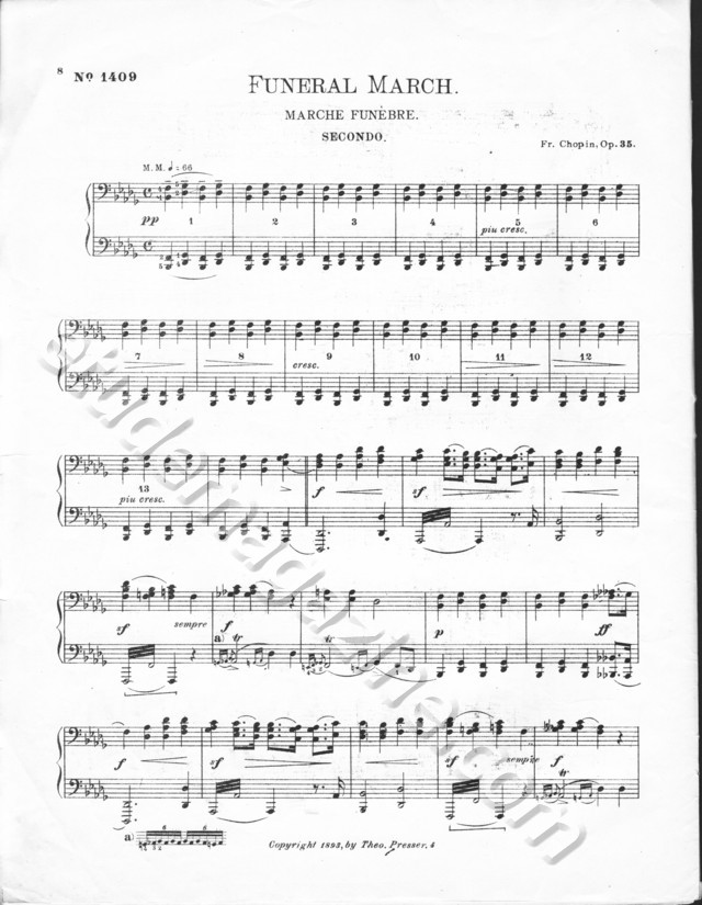 Funeral March, by Chopin, arranged for 4 hands