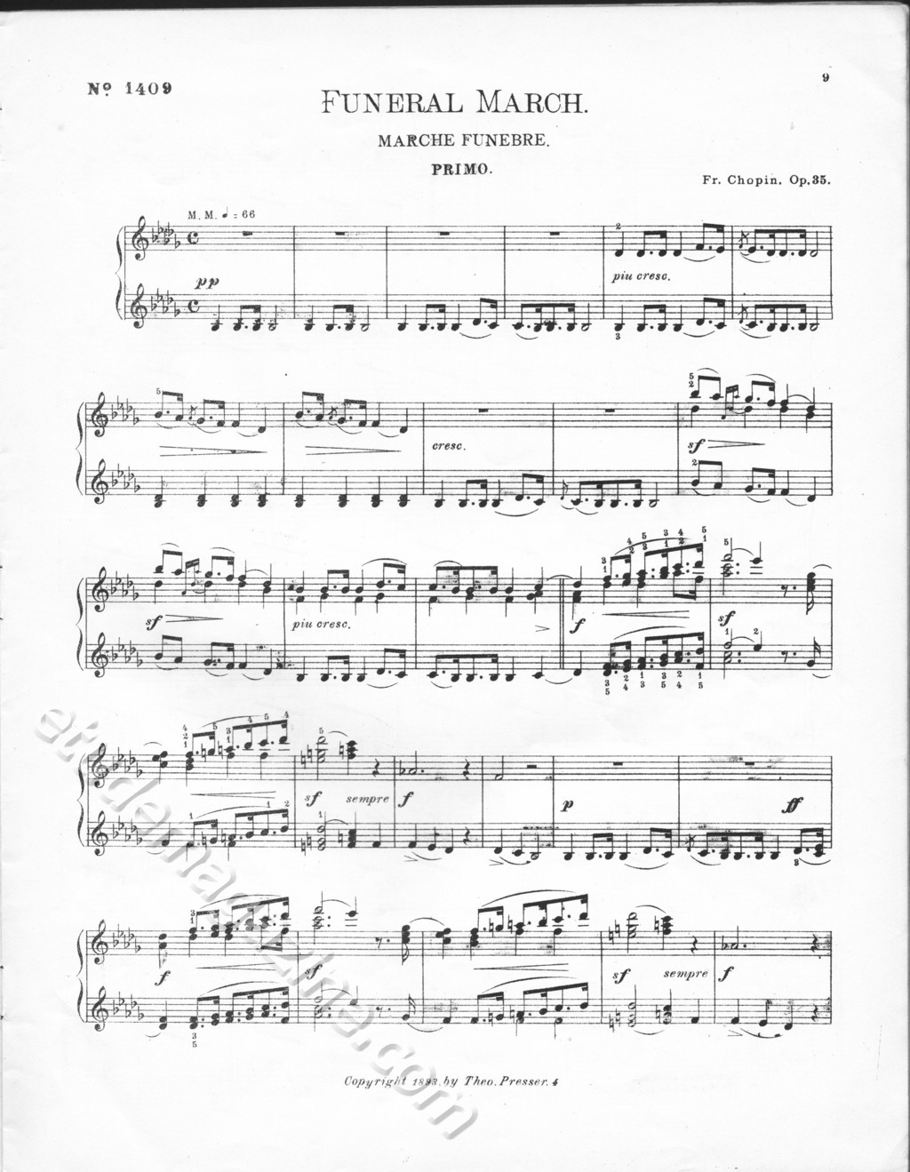 Funeral March, by Chopin, arranged for 4 hands