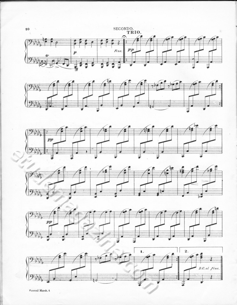 Funeral March, by Chopin, arranged for 4 hands