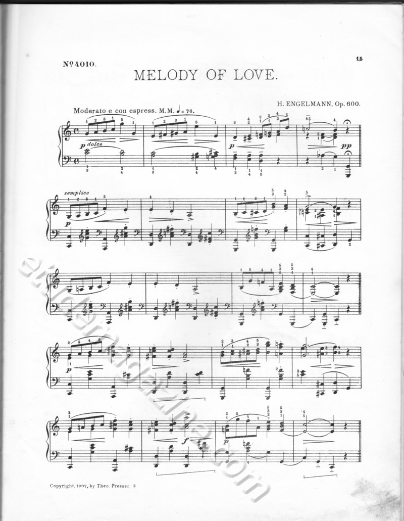 Melody of Love, Hans Engelmann, Op. 600