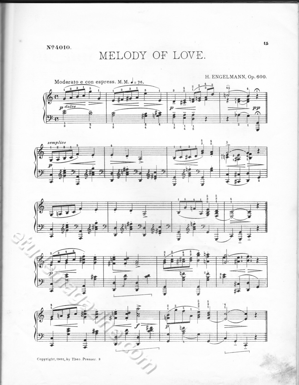 Melody of Love, Hans Engelmann, Op. 600