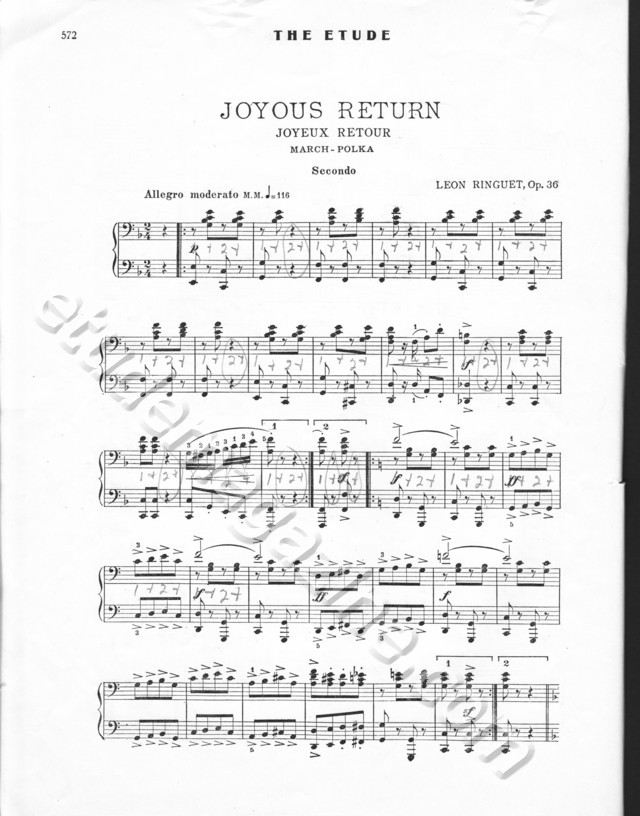 Joyous Return (March-Polka). Leon Ringuet, Op. 36.