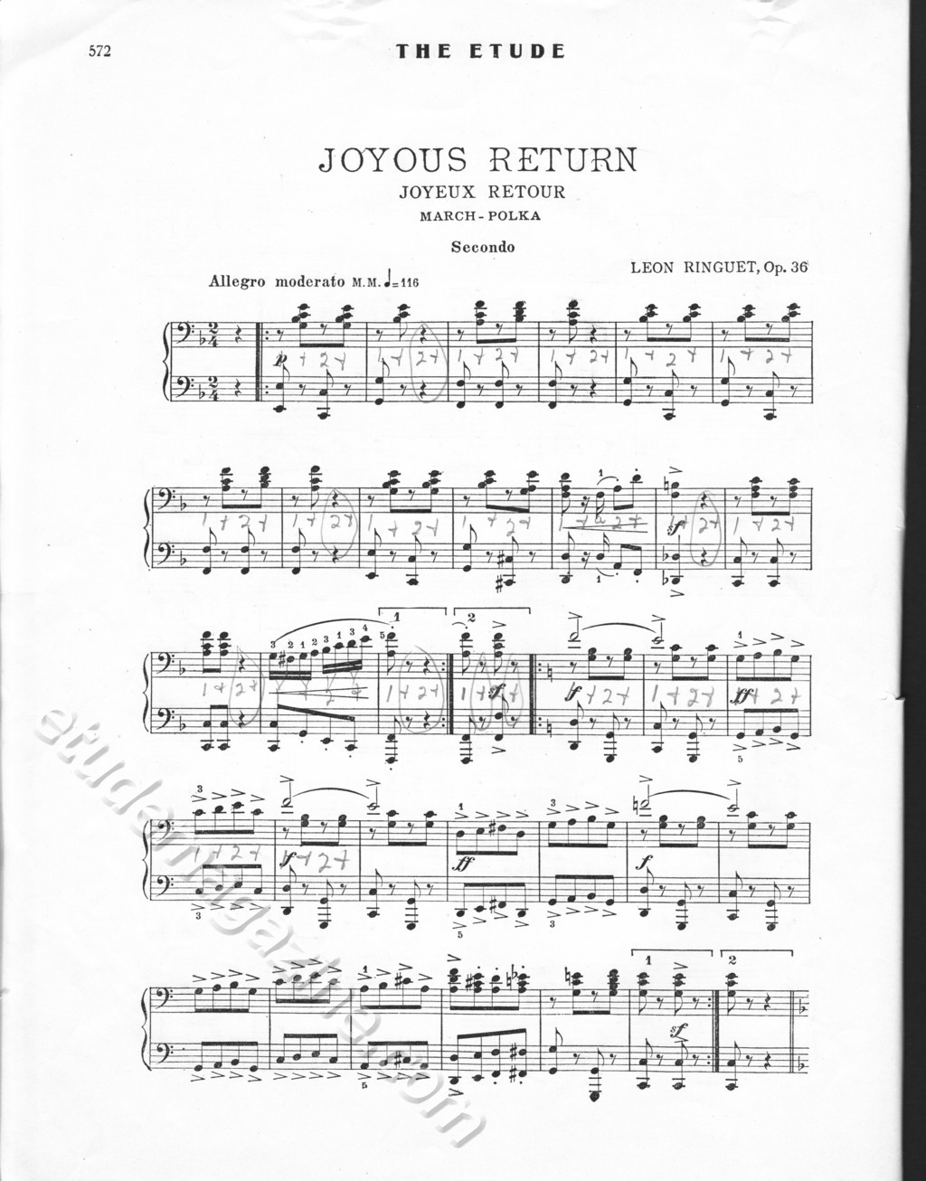 Joyous Return (March-Polka). Leon Ringuet, Op. 36.