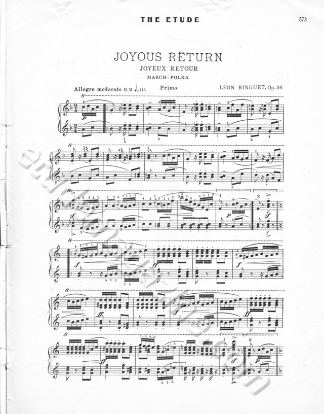 Joyous Return (March-Polka). Leon Ringuet, Op. 36.