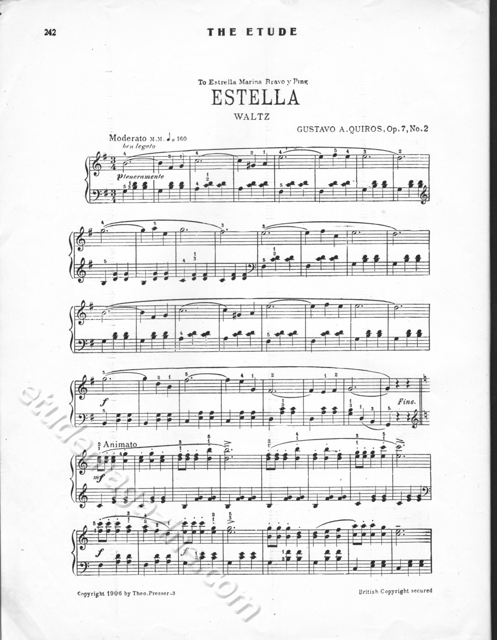 Estella (Waltz). Gustavo A. Quiros, Op. 7, No. 2