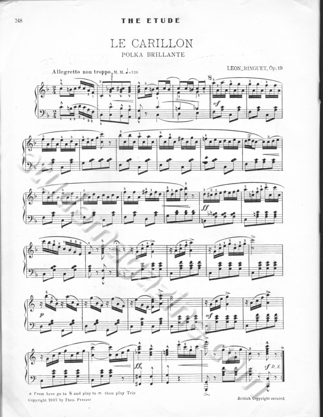 Le Carillon (Polka Brillante). Leon Ringuet, Op. 19.