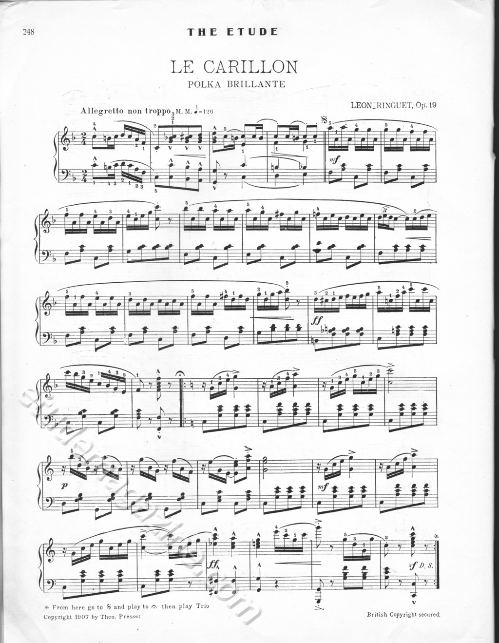 Le Carillon (Polka Brillante). Leon Ringuet, Op. 19.