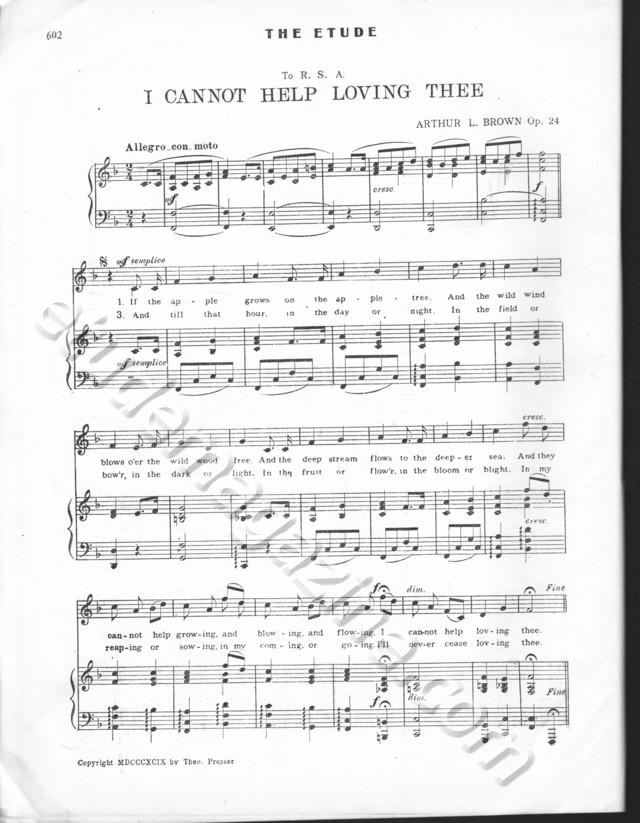 I Cannot Help Loving Thee. Arthur L. Brown, Op. 24.