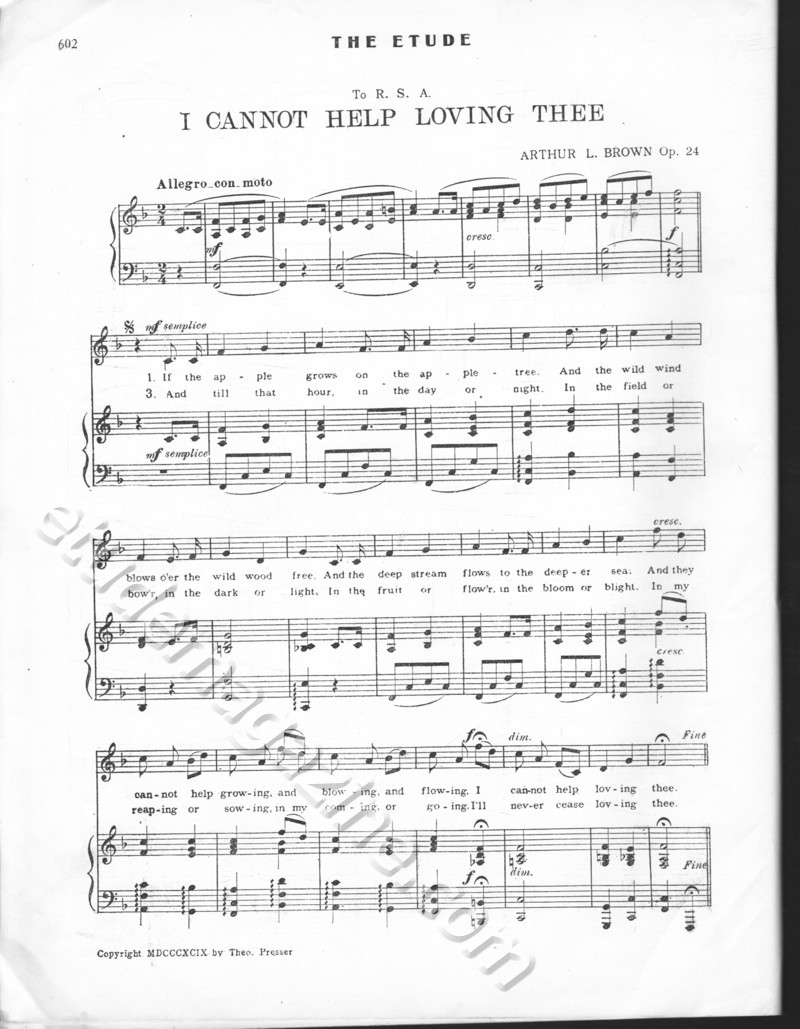 I Cannot Help Loving Thee. Arthur L. Brown, Op. 24.