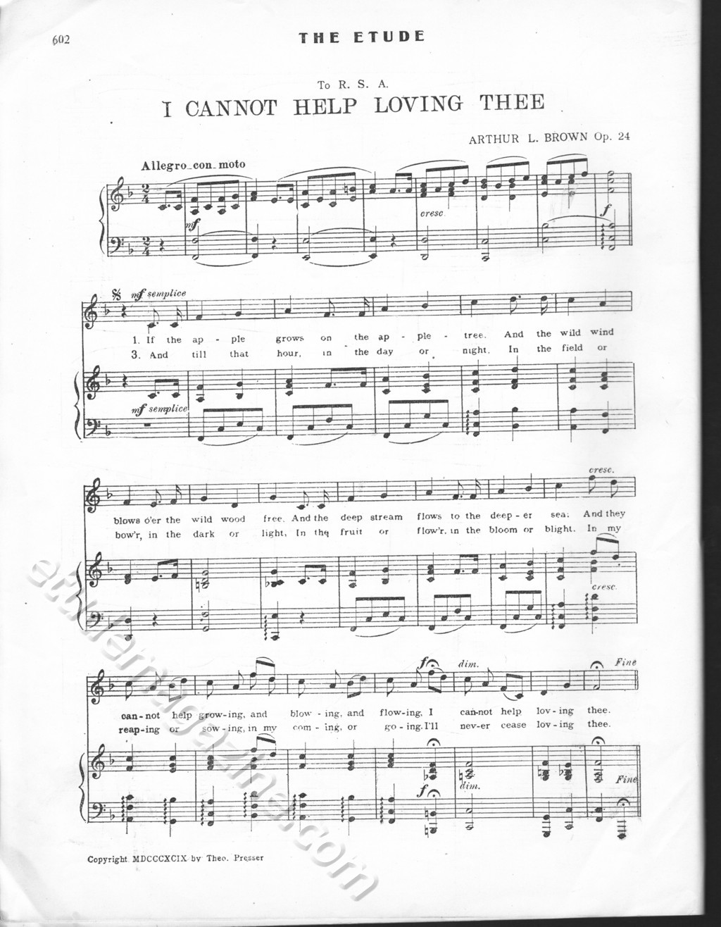 I Cannot Help Loving Thee. Arthur L. Brown, Op. 24.