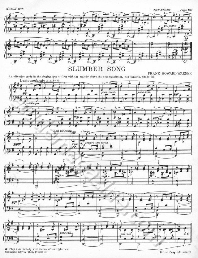 Slumber Song. Frank Howard Warner.