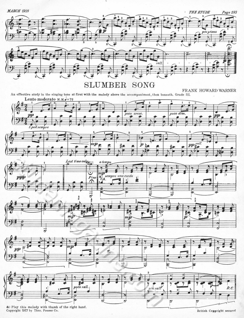 Slumber Song. Frank Howard Warner.