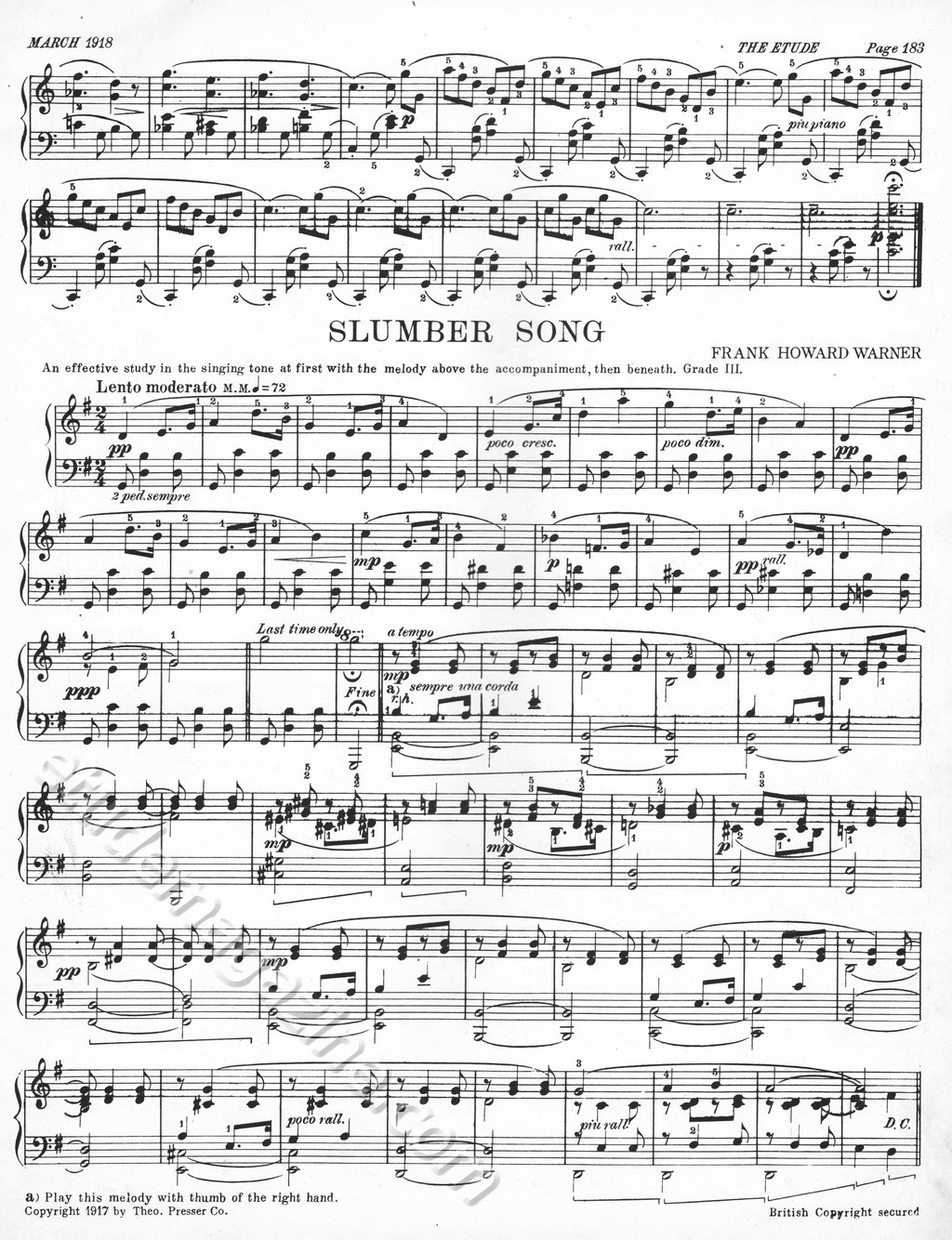 Slumber Song. Frank Howard Warner.