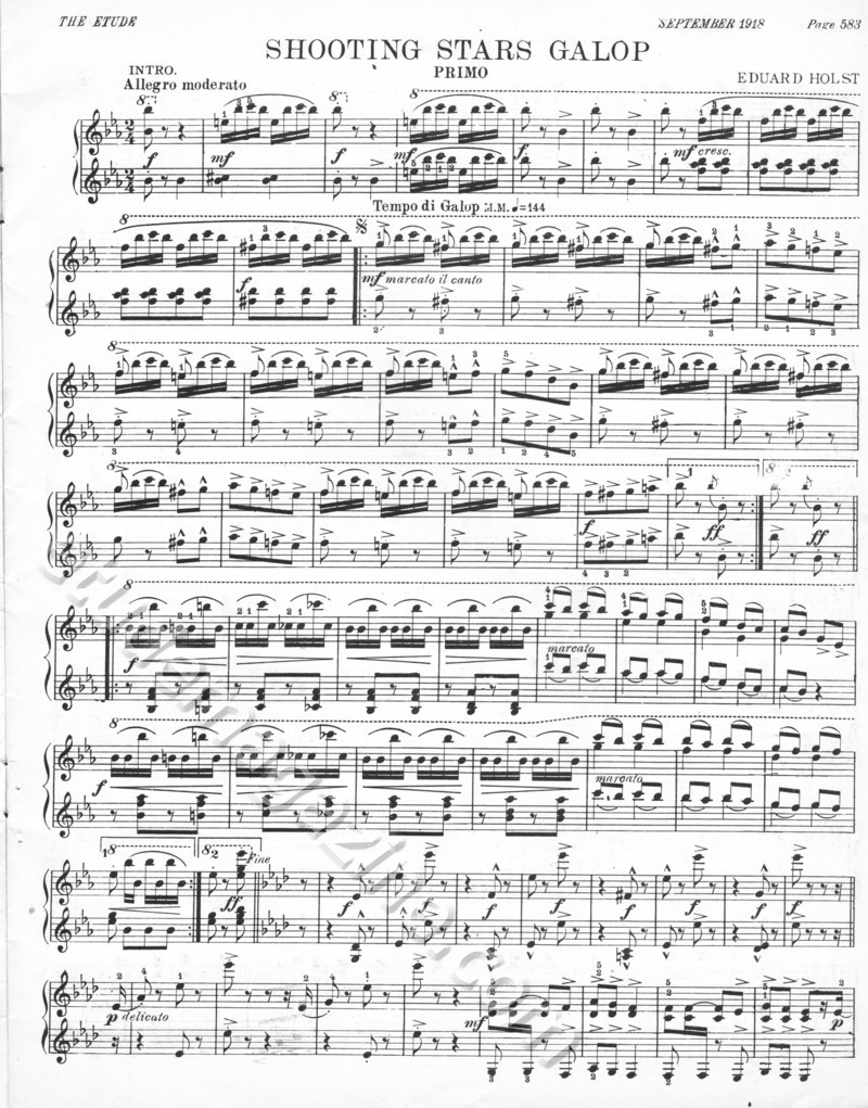 Shooting Stars Galop (4-Hand Piano). Eduard Holst.