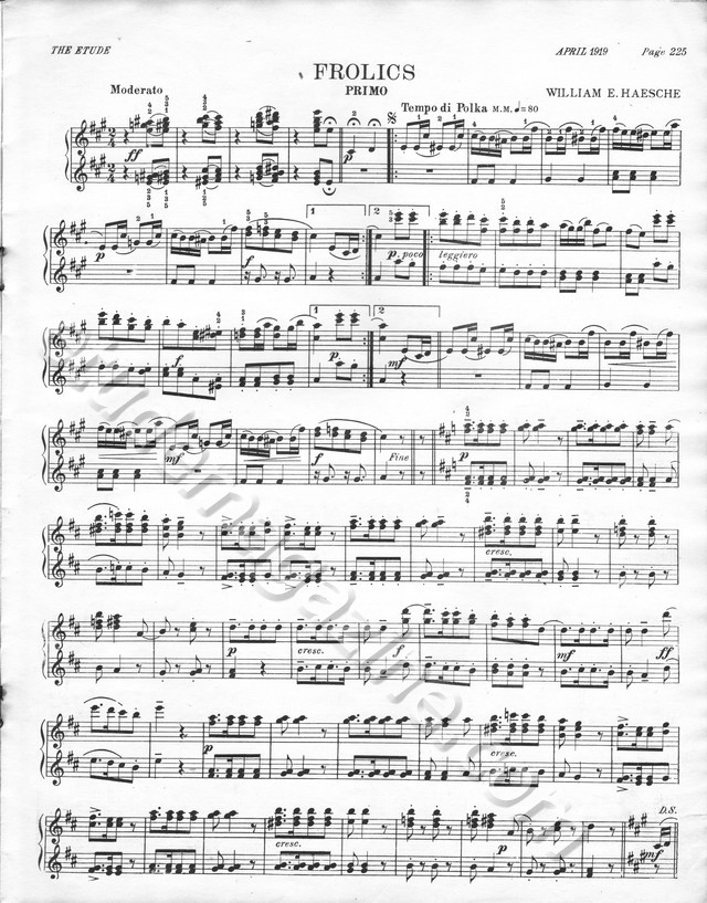 Frolics (Piano 4-Hand). William E. Heasche.