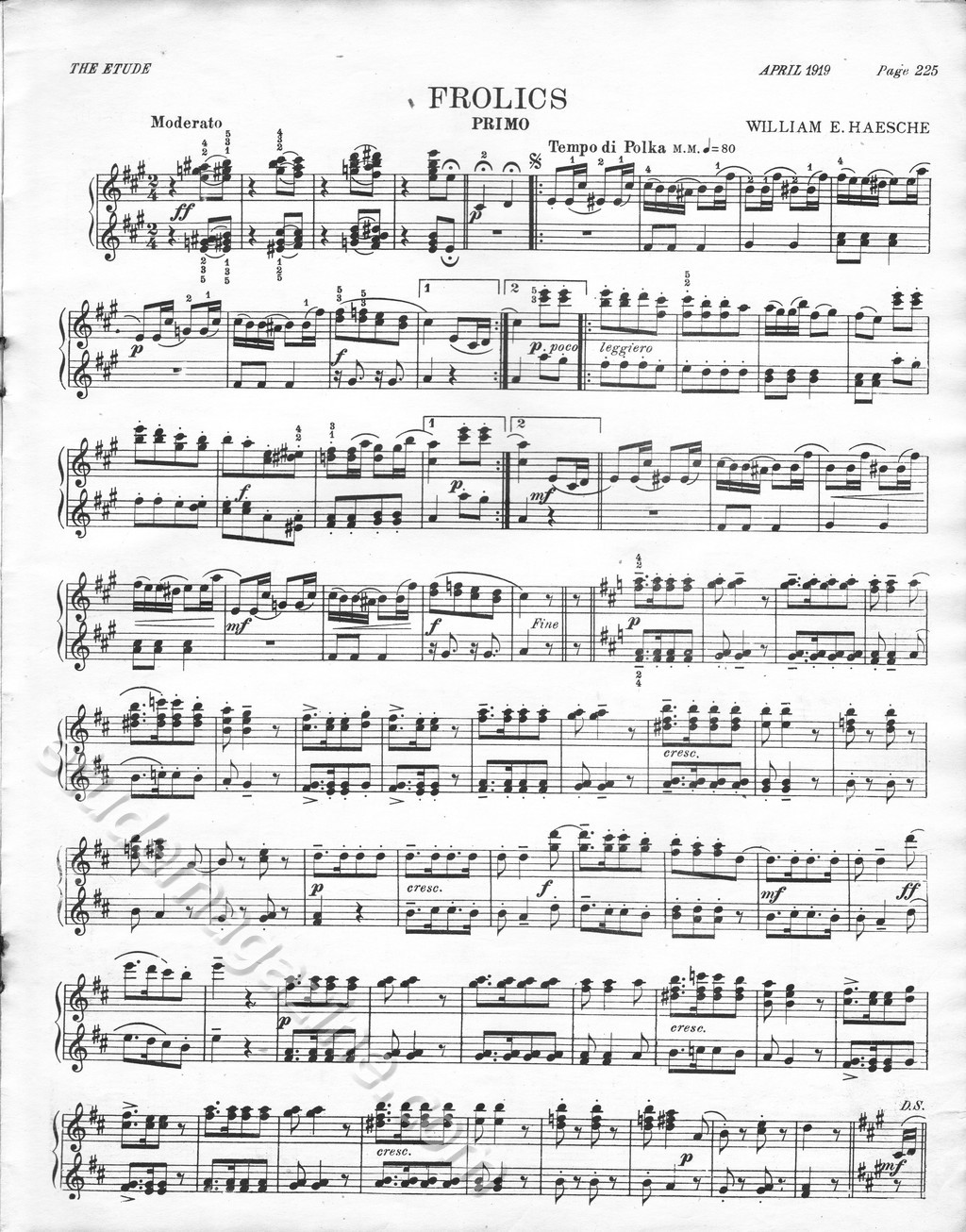 Frolics (Piano 4-Hand). William E. Heasche.