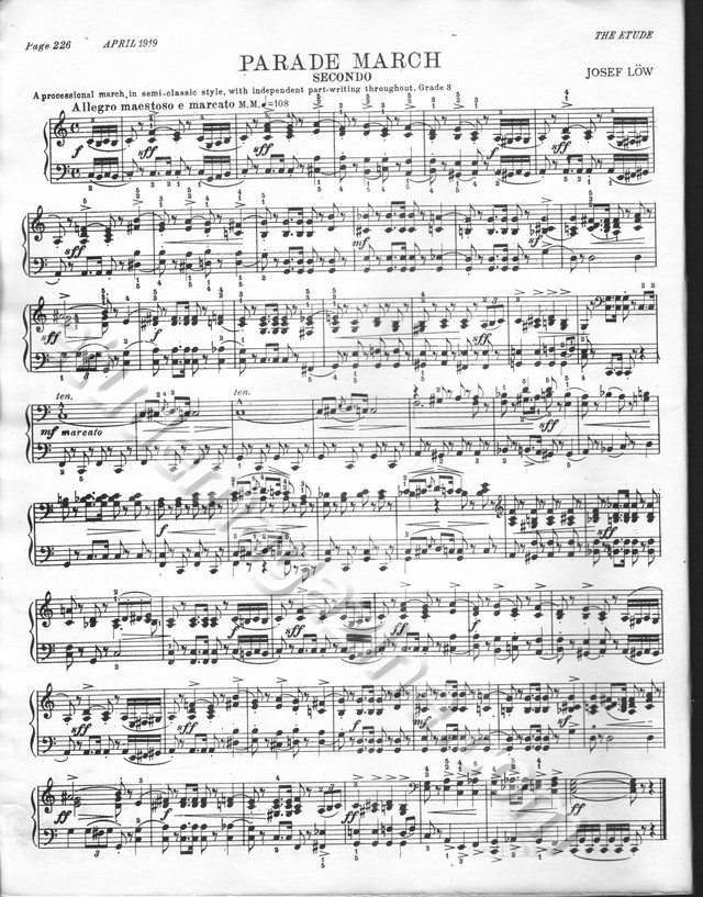 Parade March (Piano 4-Hand). Josef Löw.