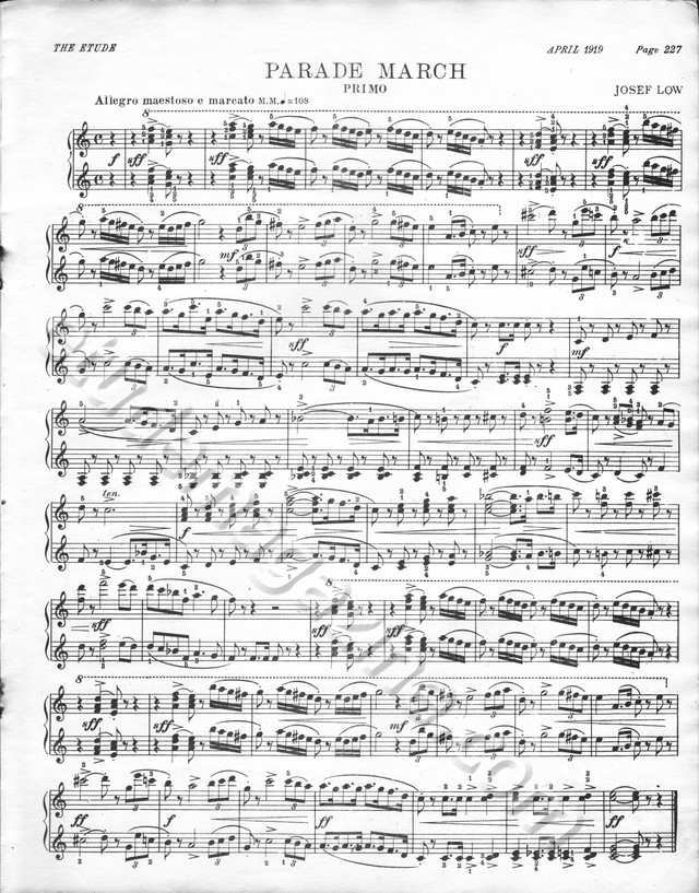 Parade March (Piano 4-Hand). Josef Löw.