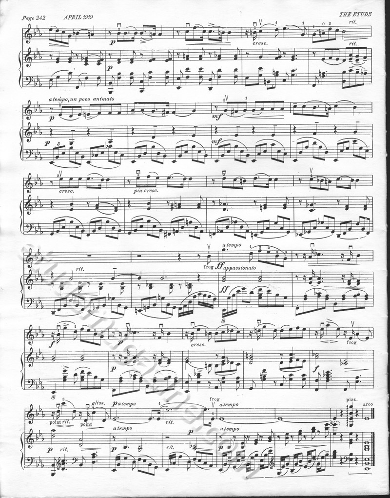 Romance in E Flat. Anton Rubinstein, Op. 44, No. 1. Arranged for violin and piano by Arthur Hartmann.