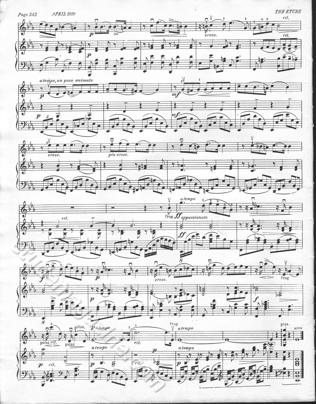 Romance in E Flat. Anton Rubinstein, Op. 44, No. 1. Arranged for violin and piano by Arthur Hartmann.