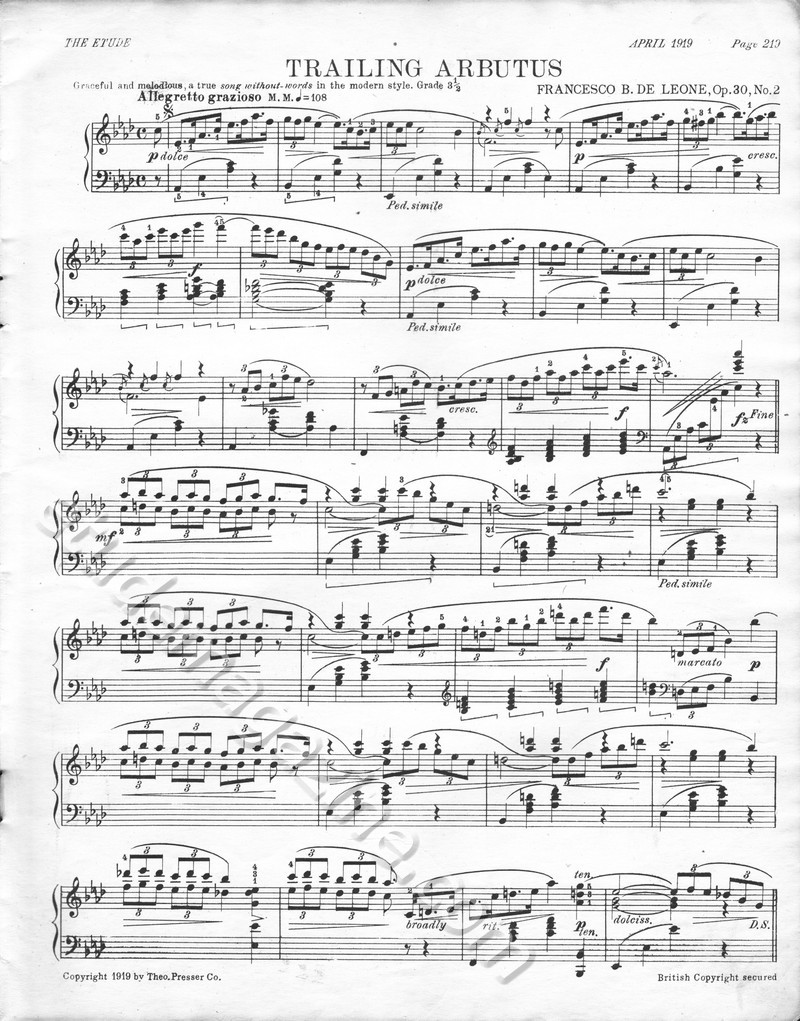 Trailing Arbutus. Francesco B. De Leone, Op. 30, No. 2.