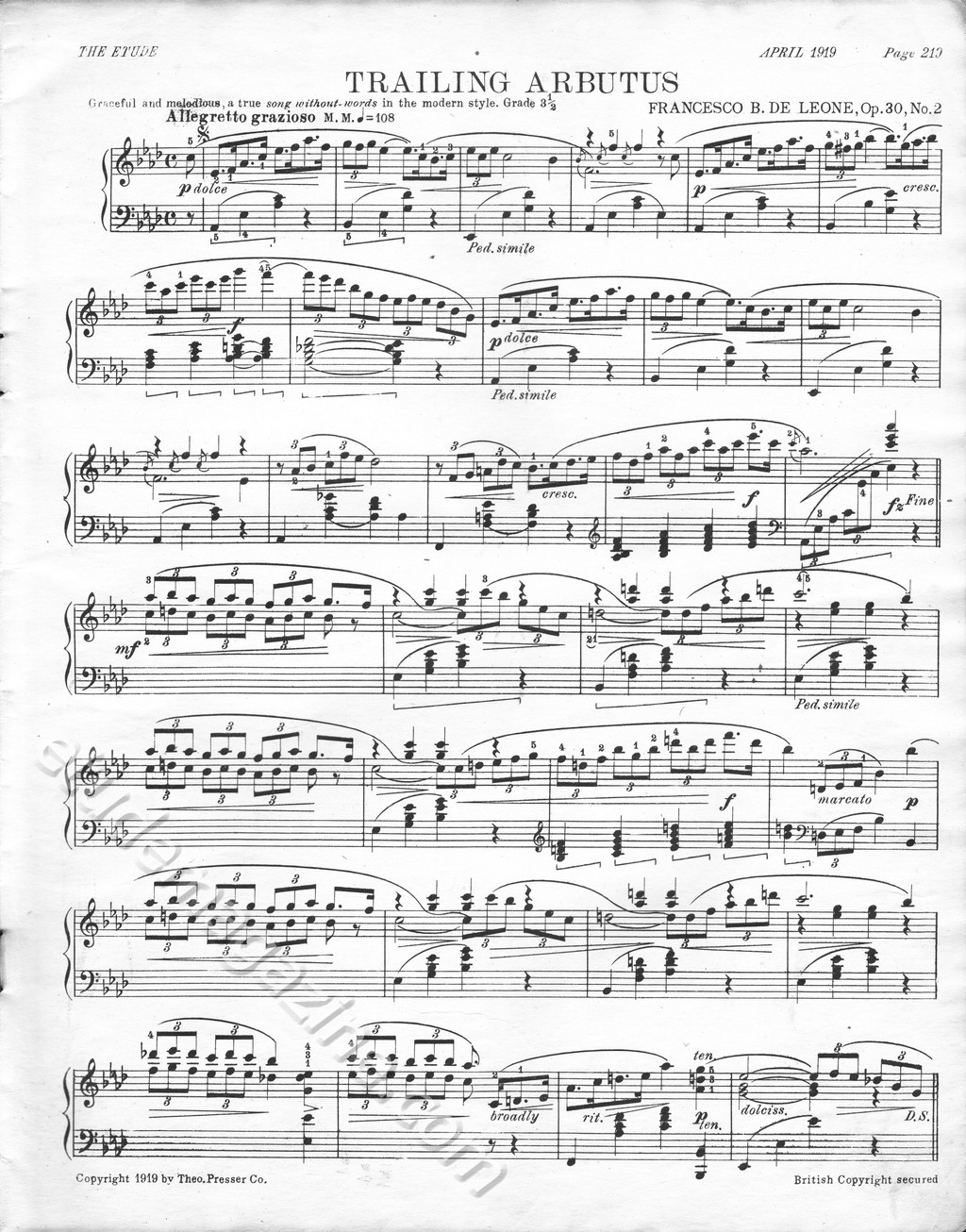 Trailing Arbutus. Francesco B. De Leone, Op. 30, No. 2.