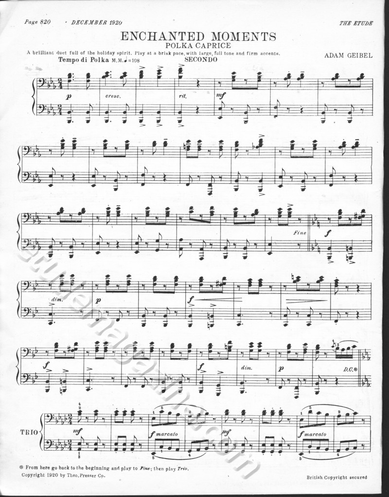 Enchanted Moments (Polka Caprice), for piano 4-hands. Adam Geibel.