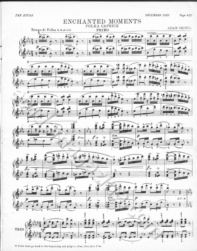 Enchanted Moments (Polka Caprice), for piano 4-hands. Adam Geibel.