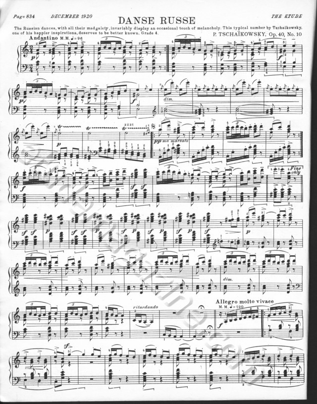 Danse Russe. P. Tschaïkowsky, Op. 40, No. 10