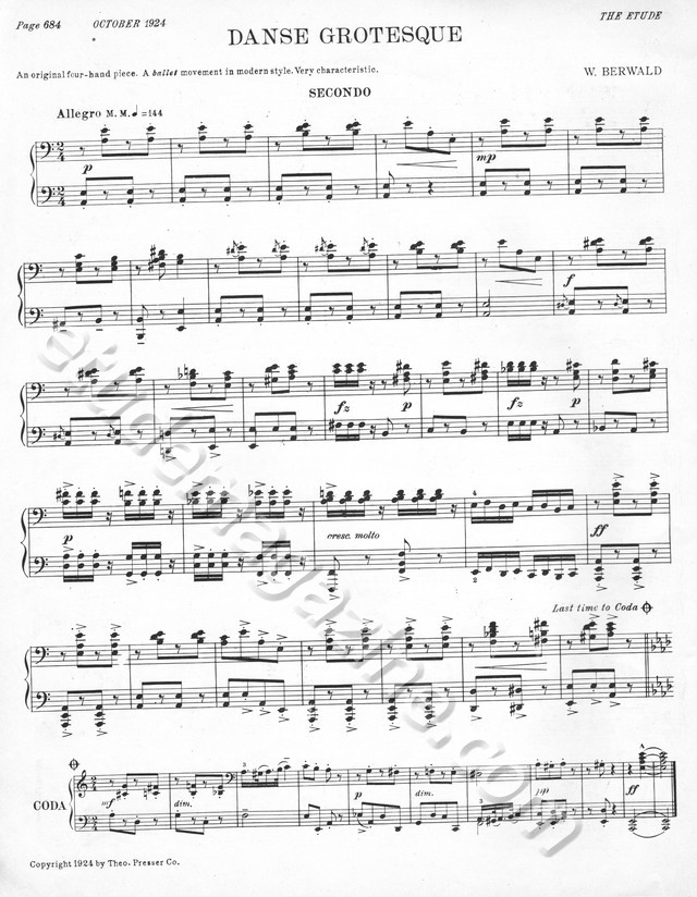 Danse Grotesque. (Piano 4-Hand) W. Berwald.