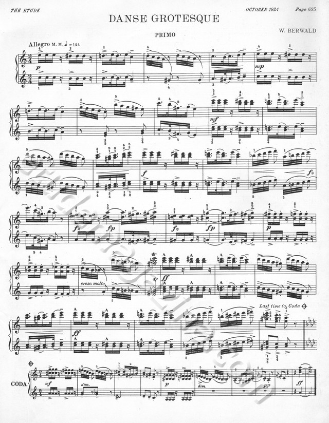 Danse Grotesque. (Piano 4-Hand) W. Berwald.