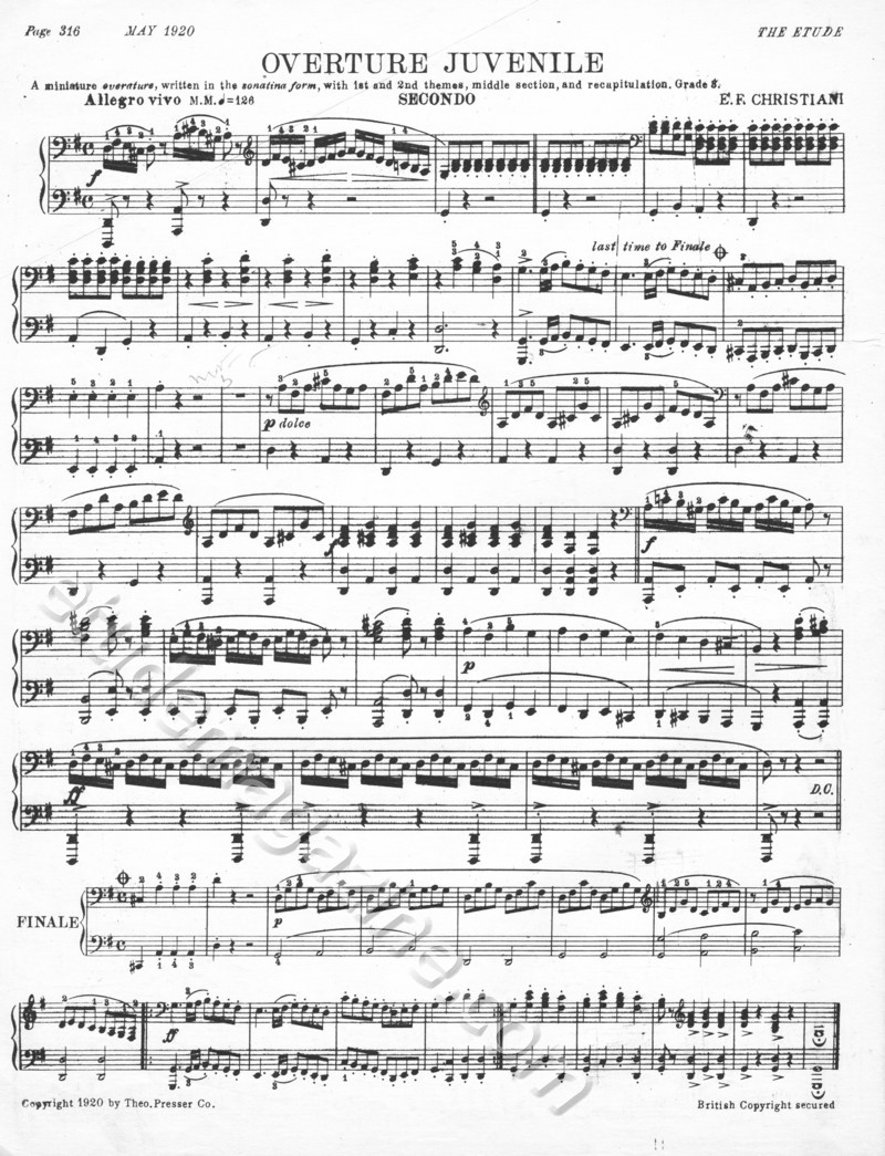 Overture Juvenile (Piano 4-Hand). E. R. Chrisitani.