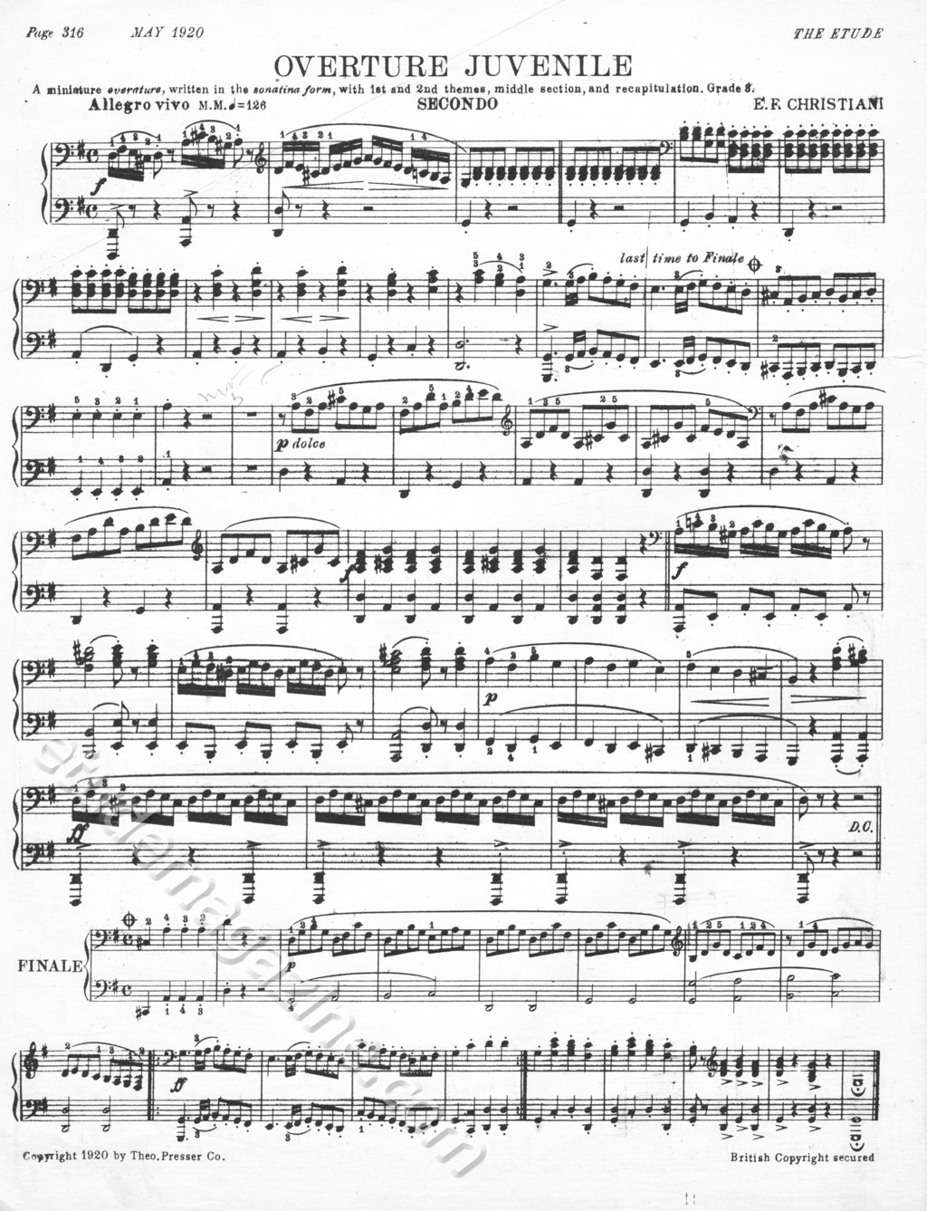 Overture Juvenile (Piano 4-Hand). E. R. Chrisitani.