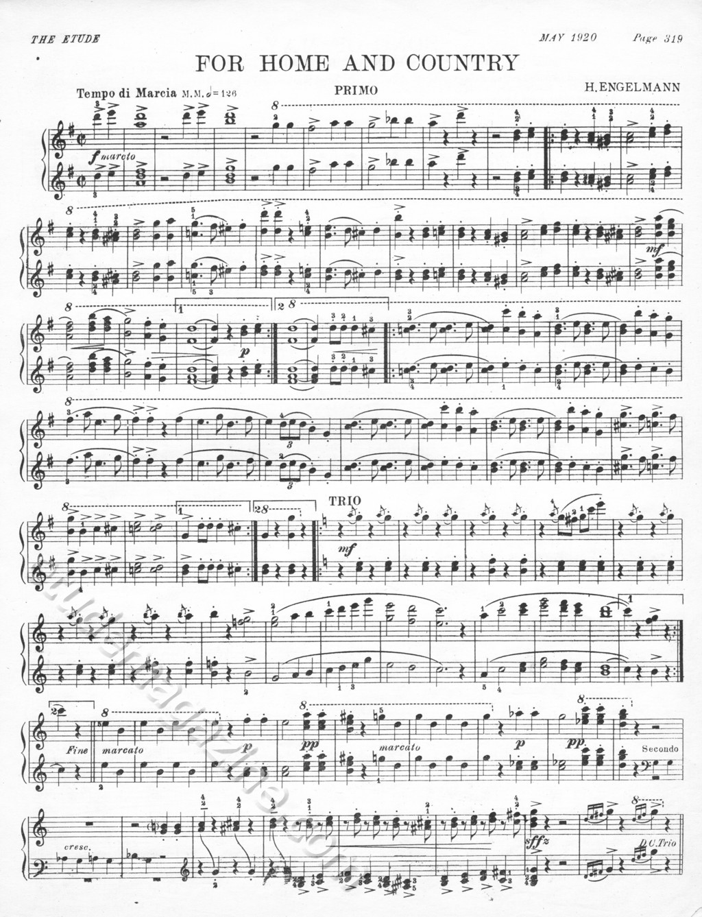 For Home and Country (Piano 4-Hand). Hans Engelmann.