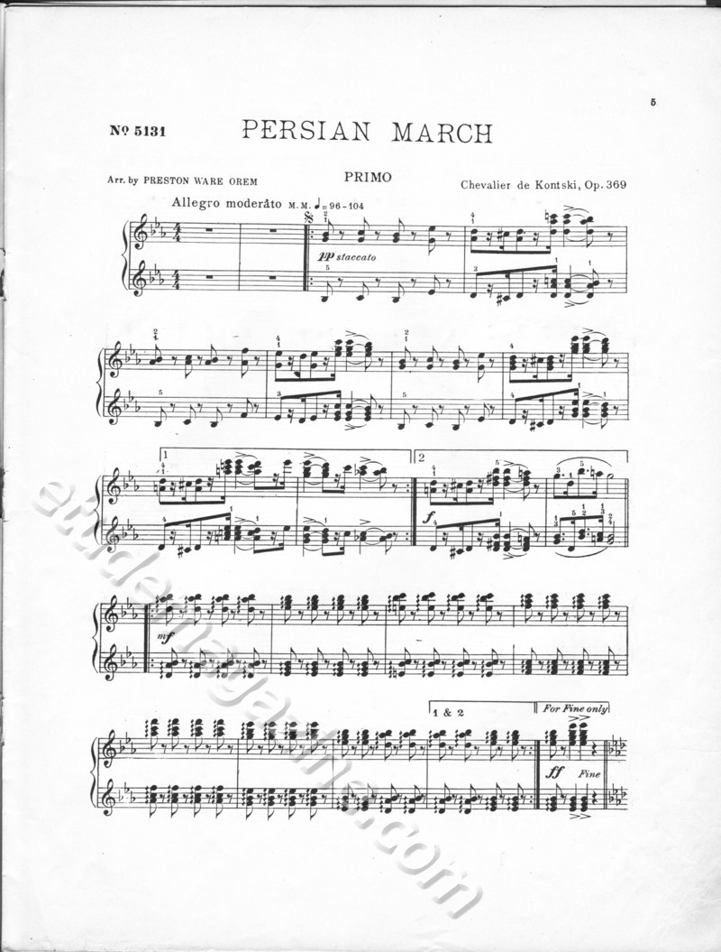 Persian March (Primo). Chevalier de Kontski, Op. 369
