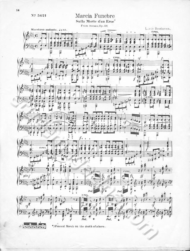 Marcia Funebre, From Sonata, Op. 26. L. von Beethoven.