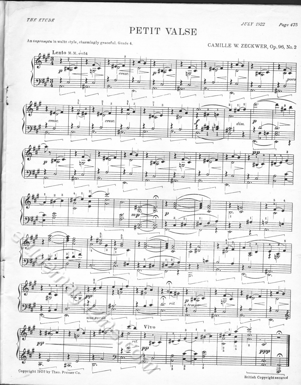 Petit Valse. Camille W. Zeckwer, Op. 96, No. 2