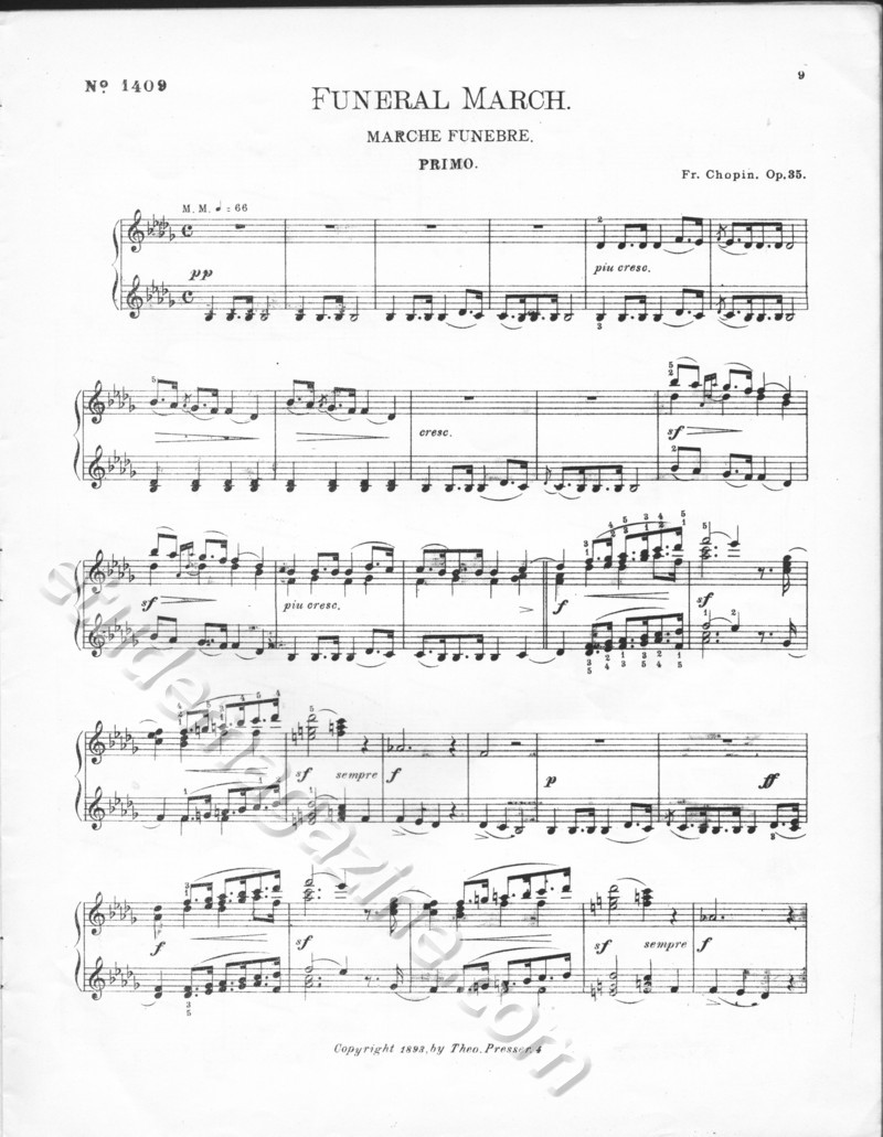 Funeral March, by Chopin, arranged for 4 hands